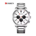 CURREN 8315 Cronógrafo Deportivo en Acero color Plateado / Blanco