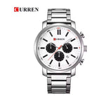 CURREN 8315 Cronógrafo Deportivo en Acero color Plateado / Blanco