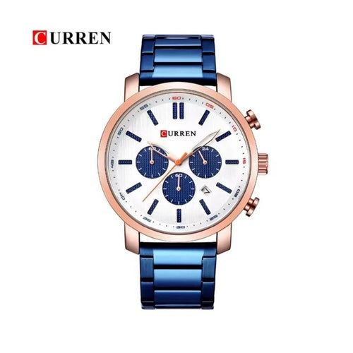 CURREN 8315 Cronógrafo Deportivo en Acero color Azul / Blanco