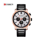 CURREN 8315 Cronógrafo Deportivo en Acero color Negro y Oro Rosa / Blanco