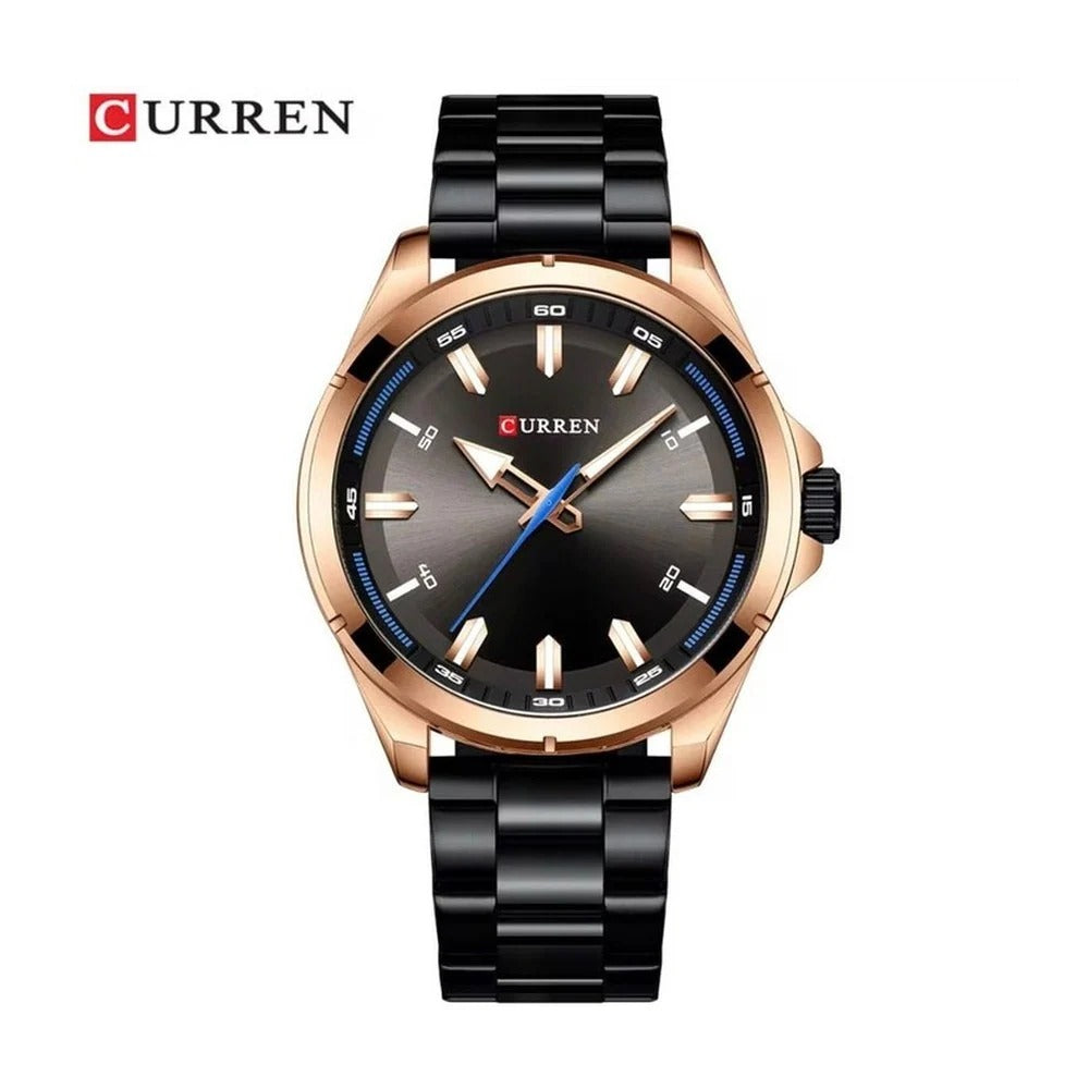 CURREN 8320 Reloj Minimalista en Acero color Negro y Oro Rosa / Negro