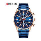 CURREN 8351 Cronógrafo Deportivo en Acero color Azul y Oro Rosa / Azul