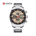 CURREN 8351 Cronógrafo Deportivo en Acero color Plateado / Oro Rosa