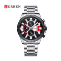 CURREN 8401 Cronógrafo Racing en Acero color Plateado / Negro