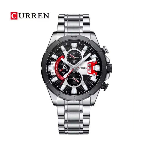 CURREN 8401 Cronógrafo Racing en Acero color Plateado / Negro