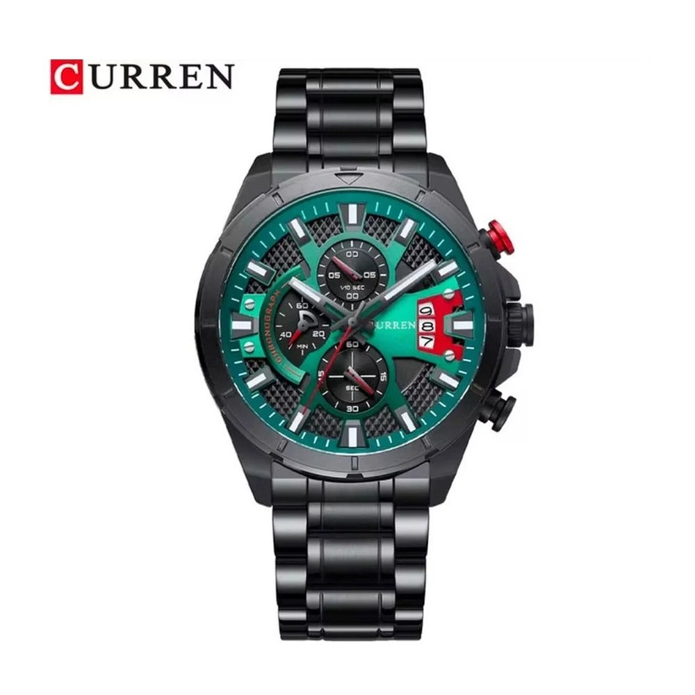 CURREN 8401 Cronógrafo Racing en Acero color Negro / Verde