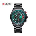CURREN 8401 Cronógrafo Racing en Acero color Negro / Verde