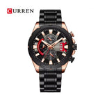 CURREN 8401 Cronógrafo Racing en Acero color Negro y Oro Rosa / Negro