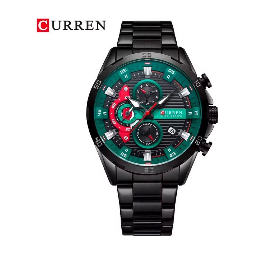 CURREN 8402 Cronógrafo Racing en Acero color Negro / Verde