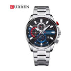 CURREN 8415 Cronógrafo Deportivo en Acero color Plateado / Azul