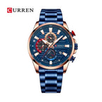 CURREN 8415 Cronógrafo Deportivo en Acero color Azul y Oro Rosa / Azul