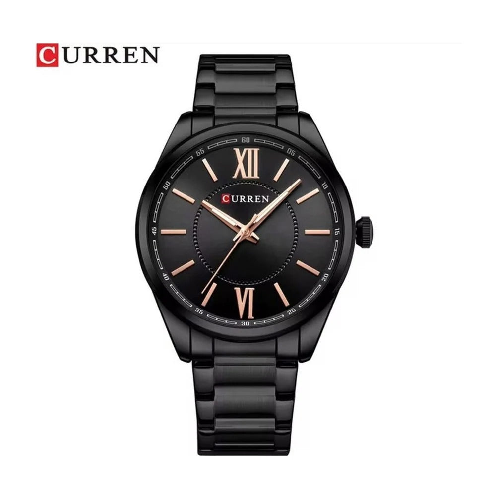 CURREN 8423 Reloj Clásico en Acero color Negro y Oro Rosa / Negro