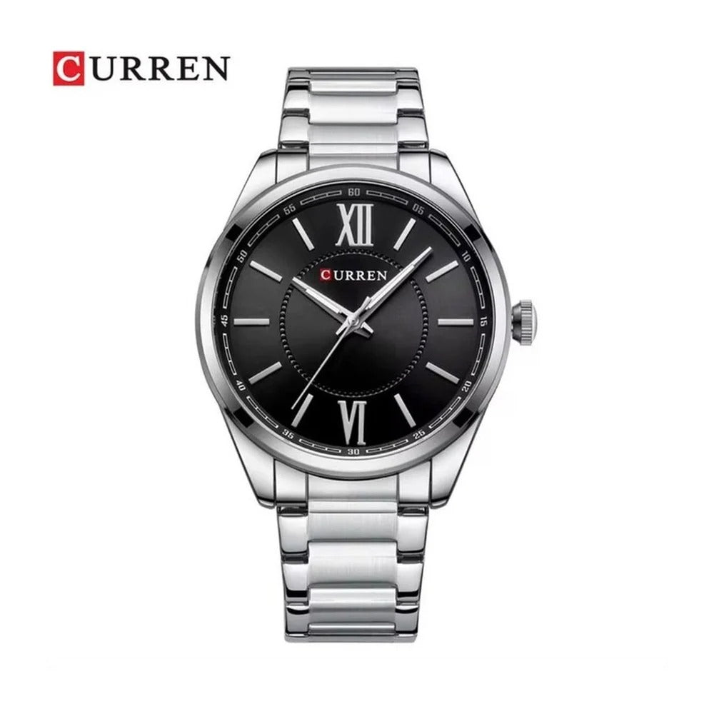 CURREN 8423 Reloj Clásico en Acero color Plateado / Negro