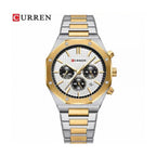 CURREN 8440 Cronógrafo Octagonal en Acero color Dorado / Blanco