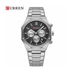 CURREN 8440 Cronógrafo Octagonal en Acero color Plateado / Gris