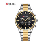 CURREN 8446 Cronógrafo Clásico en Acero color Plateado y Dorado / Negro