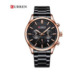 CURREN 8446 Cronógrafo Clásico en Acero color Negro y Oro Rosa / Negro
