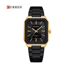 CURREN 8457 Reloj Rectangular en Acero color Negro y Dorado / Negro