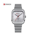 CURREN 8460 Reloj Cuadrado en Acero color Plateado / Blanco