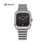 CURREN 8460 Reloj Cuadrado en Acero color Plateado / Negro