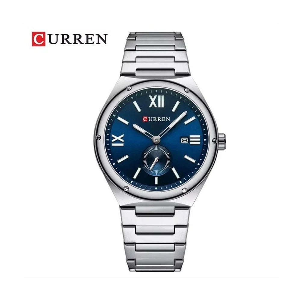 CURREN 8471 Reloj Clásico Números Romanos color Plateado / Azul