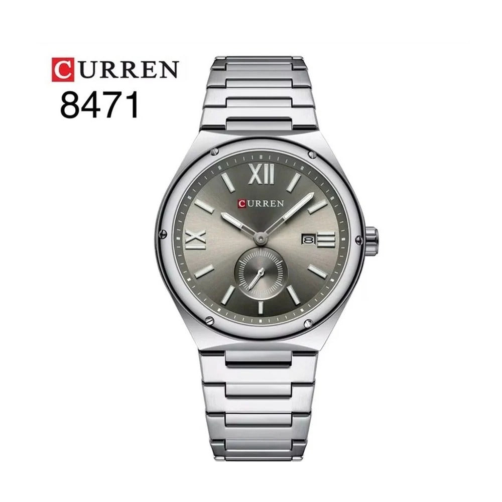 CURREN 8471 Reloj Clásico Números Romanos color Plateado / Gris