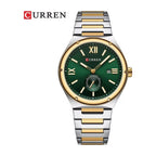 CURREN 8471 Reloj Clásico Números Romanos color Plateado y Dorado / Verde