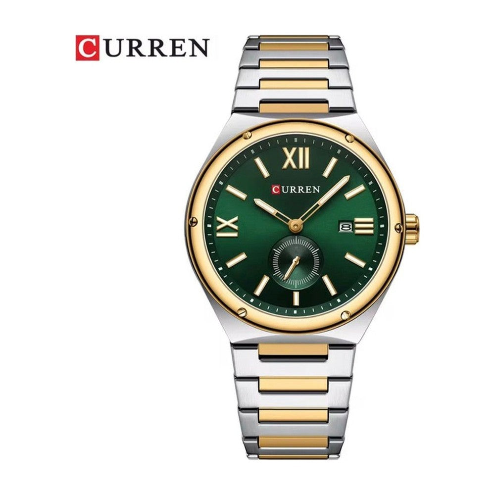 CURREN 8471 Reloj Clásico Números Romanos color Plateado y Dorado / Verde