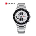 CURREN 8481 Cronógrafo Deportivo en Acero color Plateado / Blanco