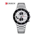CURREN 8481 Cronógrafo Deportivo en Acero color Plateado / Blanco