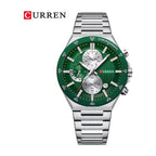 CURREN 8481 Cronógrafo Deportivo en Acero color Plateado / Verde