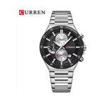 CURREN 8481 Cronógrafo Deportivo en Acero color Plateado / Negro