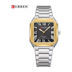 CURREN 8482 Reloj Cuadrado Números Romanos color Plateado y Dorado / Negro