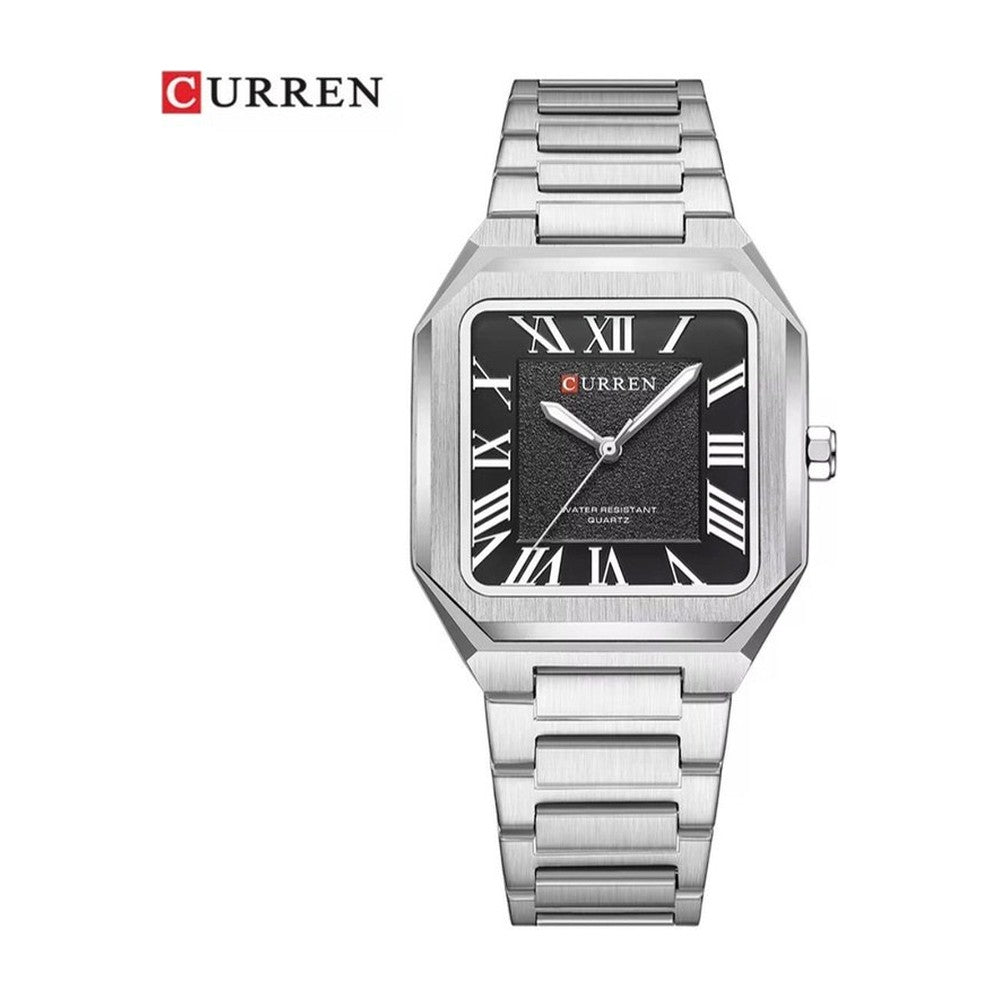 CURREN 8482 Reloj Cuadrado Números Romanos color Plateado / Negro