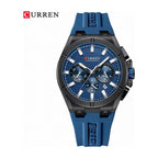 CURREN 8487 Cronógrafo con Correa de Silicona color Goma Azul / Azul