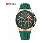 CURREN 8487 Cronógrafo con Correa de Silicona color Goma Verde / Verde