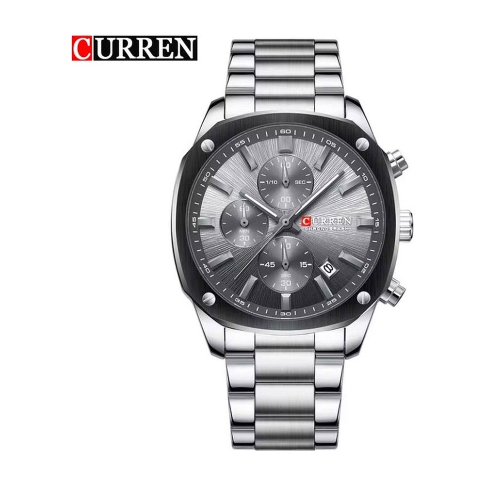 CURREN 8490 Cronógrafo Cuadrado en Acero color Plateado / Gris