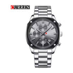 CURREN 8490 Cronógrafo Cuadrado en Acero color Plateado / Gris