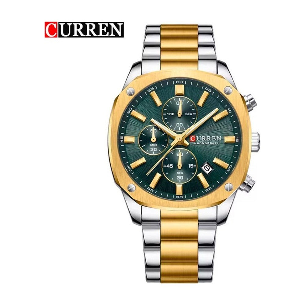 CURREN 8490 Cronógrafo Cuadrado en Acero color Dorado / Verde