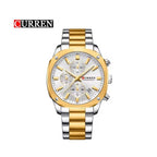 CURREN 8490 Cronógrafo Cuadrado en Acero color Dorado / Blanco