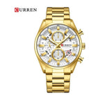 CURREN 8495 Cronógrafo Esqueleto en Acero color Dorado / Blanco