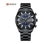 CURREN 8495 Cronógrafo Esqueleto en Acero color Negro / Azul