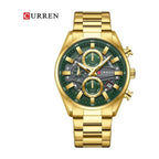 CURREN 8495 Cronógrafo Esqueleto en Acero color Dorado / Verde