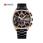 CURREN Cronógrafo Racing en Acero color Negro y Oro Rosa / Negro