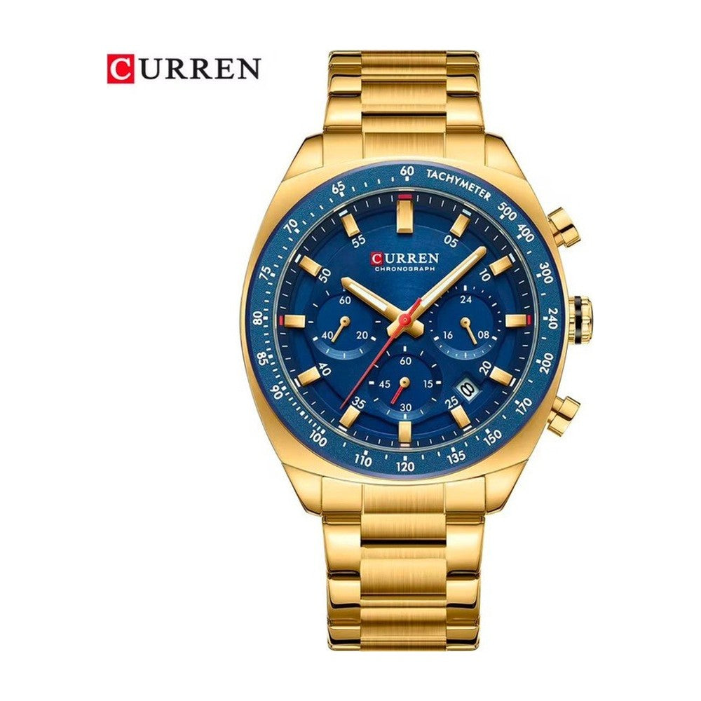 CURREN Cronógrafo con Taquímetro en Acero color Dorado / Azul
