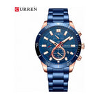 CURREN Cronógrafo Deportivo con Bisel color Azul y Oro Rosa / Azul