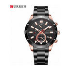 CURREN Cronógrafo Deportivo con Bisel color Negro y Oro Rosa / Negro