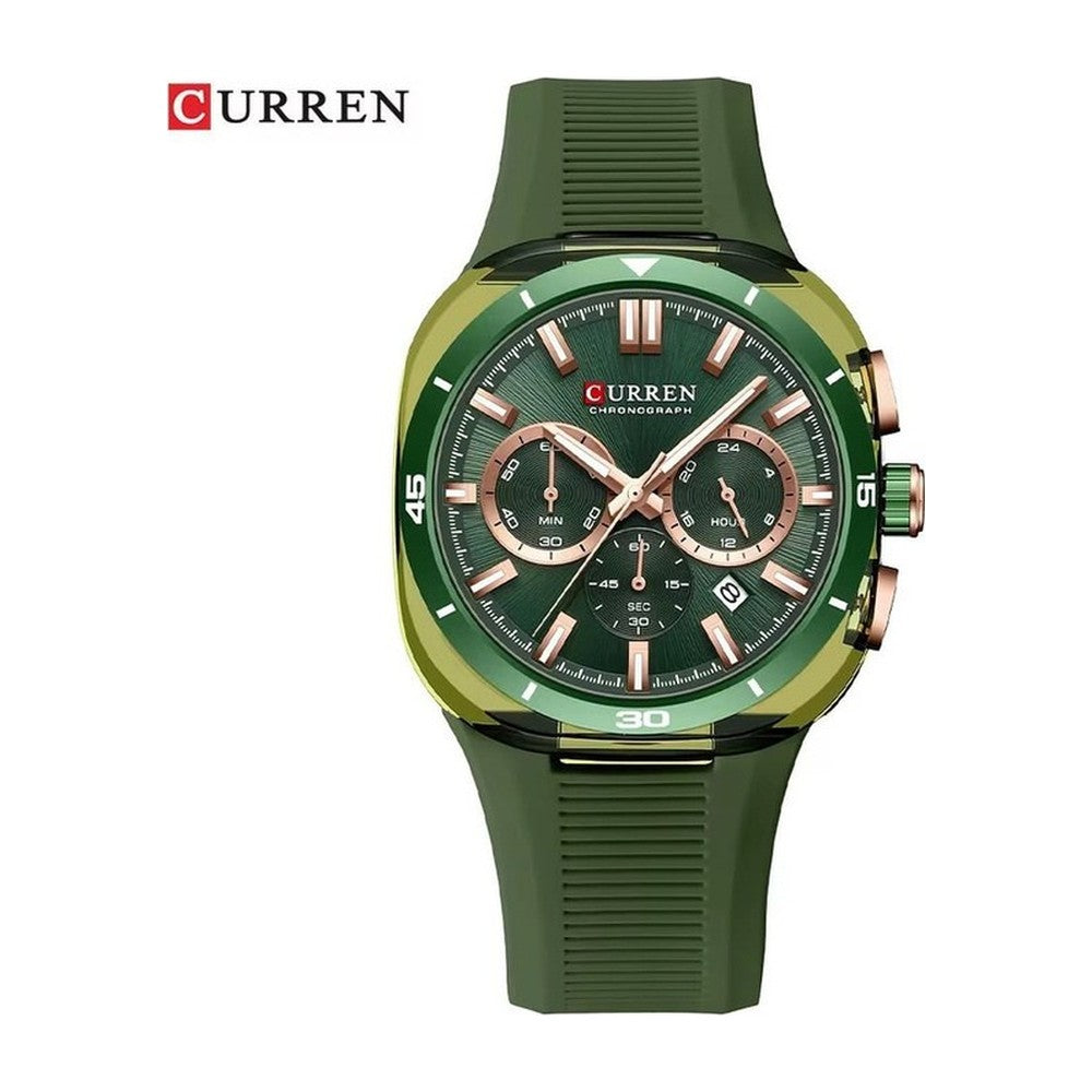 CURREN Cronógrafo Deportivo en Silicona color Goma Verde / Verde