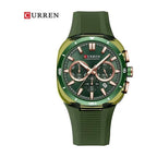 CURREN Cronógrafo Deportivo en Silicona color Goma Verde / Verde