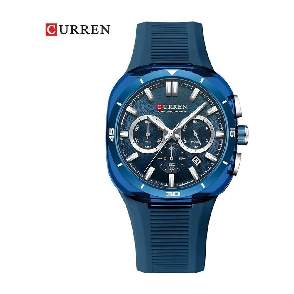 CURREN Cronógrafo Deportivo en Silicona color Goma Azul / Azul